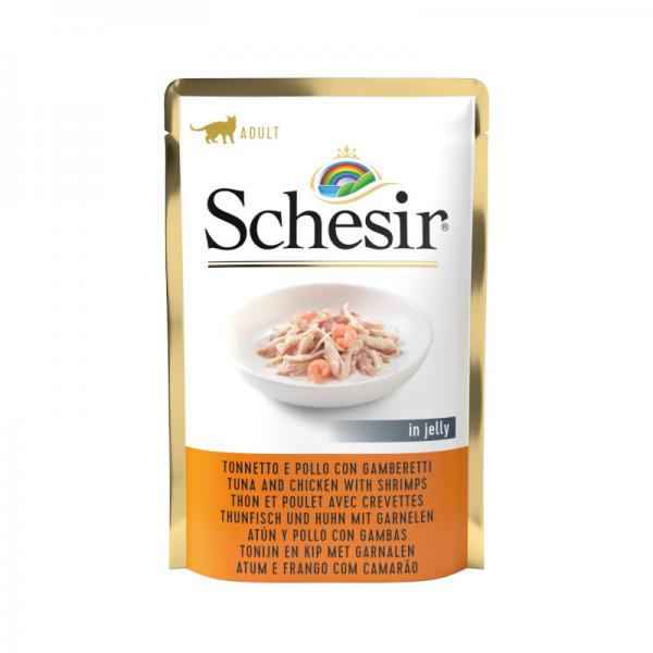 Schesir Cat Adult Tunjevina&Piletina&Gambori preliv u želeu 85g
