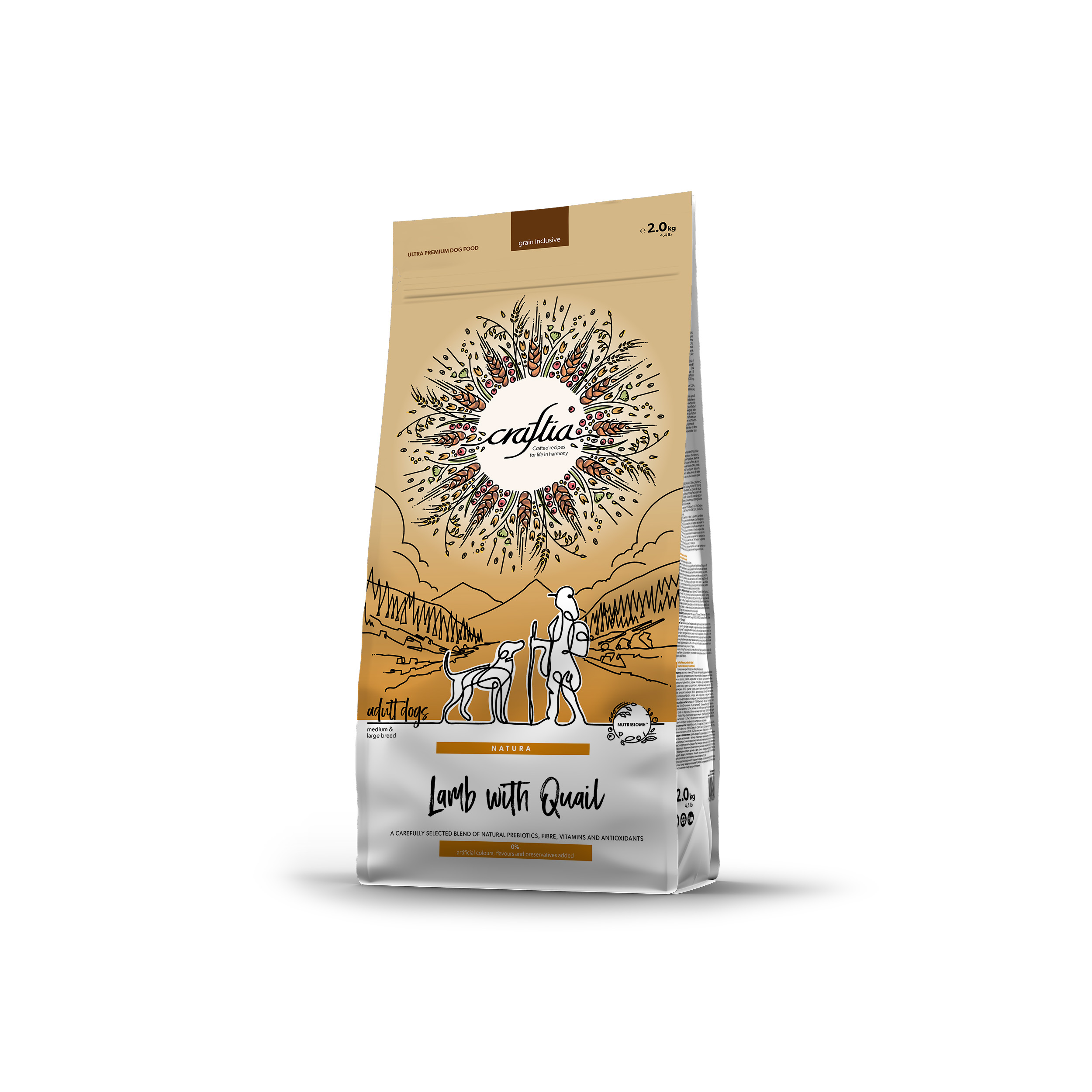 Craftia Natura Dog Adult M&L Lamb&Quail 2KG