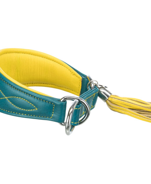 Trixie Dog Kožna Ogrlica za hrta S/M 33-42cm/60mm petrol-žuta